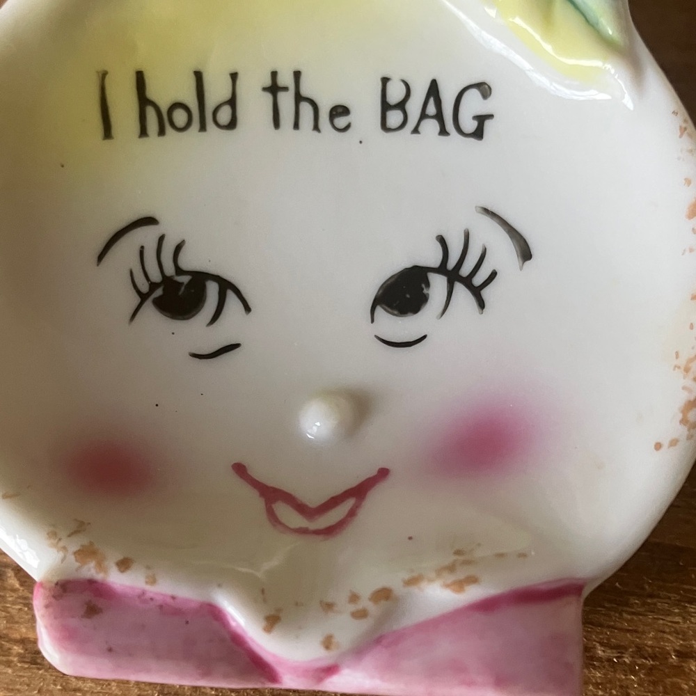 Vintage tea bag holder teapot shape with face I hold the bag - Picture 2 of 5